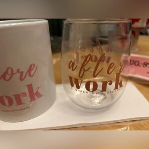 White and Pink Mug and Glass Set